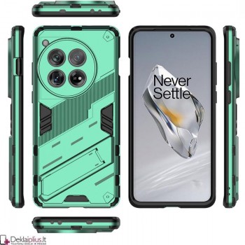 Smūgiams atsparus dėklas su kojele - žalias (Oneplus 12R) Smūgiams atsparus dėklas su kojele - žalias (Oneplus 12R)
